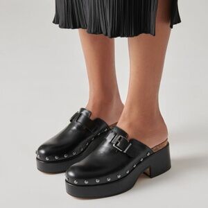 Dolce Vita Yevan Black Platform Buckle Clogs